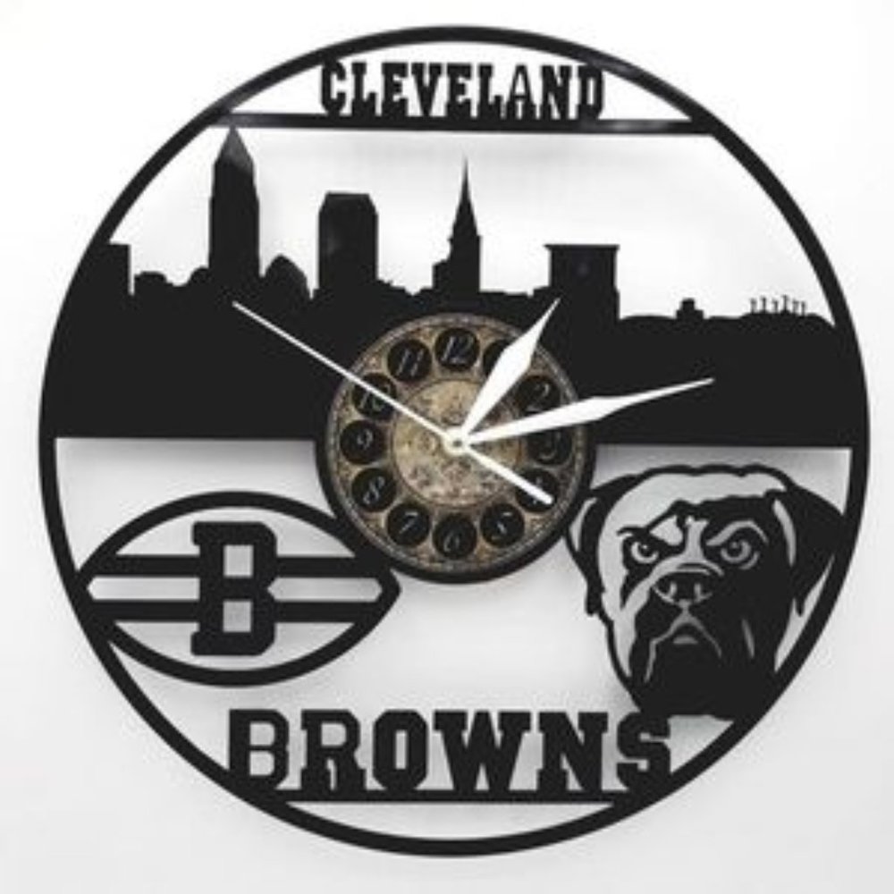 CLEVELAND BROWNS vinyl record clock clocks